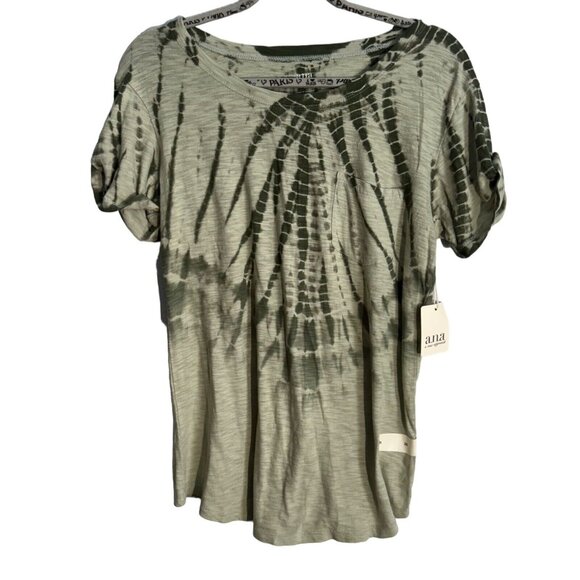 A.n.a Green Tie-Dye Short Sleeve T-Shirt Medium 100% Cotton Made In Indonesia - Picture 1 of 12